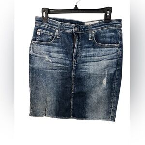 AG‎ Adriano Goldschmied The Erin Denim Pencil Skirt Distressed Blue Size 30